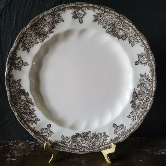 Vintage Johnson Brothers Brown Transferware The Friendly Village Salad Plate - Picture 1 of 5
